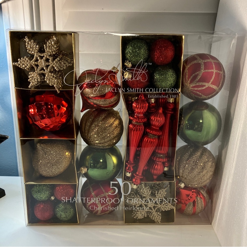Jaclyn Smith Collection shatterproof ornaments 50 pcs